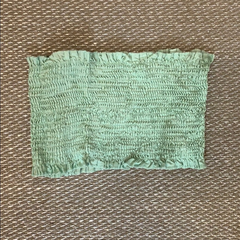 Green Ruched Bandeau Top